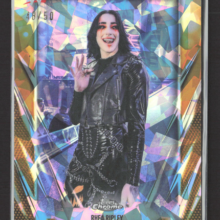 2026 Topps Chrome WWE Rhea Ripley #20 Gold Sapphire 48/50
