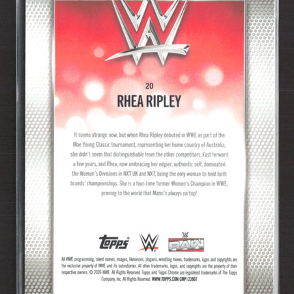 2026 Topps Chrome WWE Rhea Ripley #20 Gold Sapphire 48/50