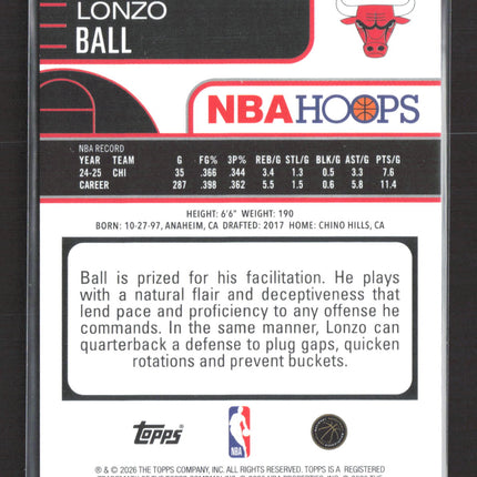 2026 Topps NBA Hoops Lonzo Ball #98 Green and Blue /249