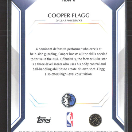 2026 Topps Exclusive Pack Cooper Flagg #NBA-6 RC Foil