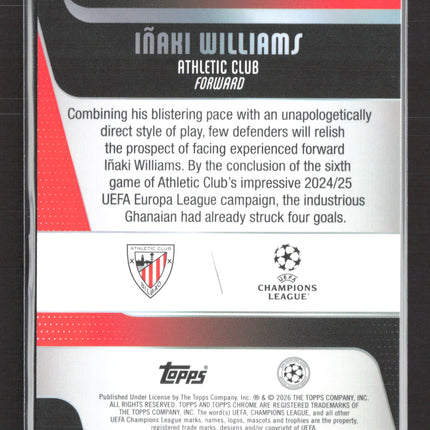 2026 Topps Chrome UEFA Champions League Inaki Williams #20 Green Lava 09/99