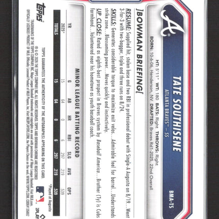2026 Bowman Chrome Tate Southisene #BMA-TS Mojo Refractor Auto
