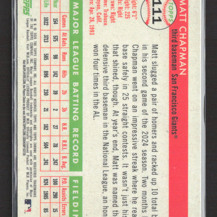 2025 Topps Chrome Matt Chapman #111 Blue Mini Diamond Refractor 100/199