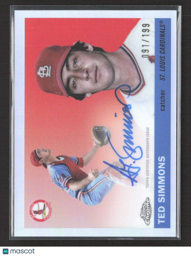 2025 Topps Chrome Platinum Baseball Ted Simmons #CPA-TSI Refractor 091/199 Auto
