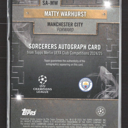 2025 Topps Merlin Sorcerers Matty Warhurst #SA-MW 08/99 RC Auto