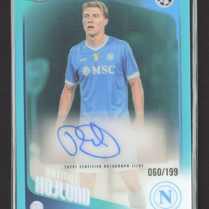 2026 Topps Chrome UEFA Club Competitions Rasmus Hojlund #CA-RH Aqua 060/199 Auto