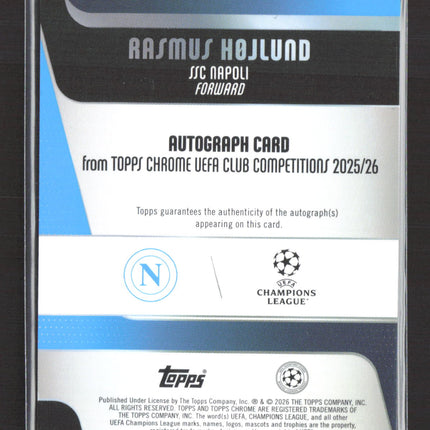 2026 Topps Chrome UEFA Club Competitions Rasmus Hojlund #CA-RH Aqua 060/199 Auto