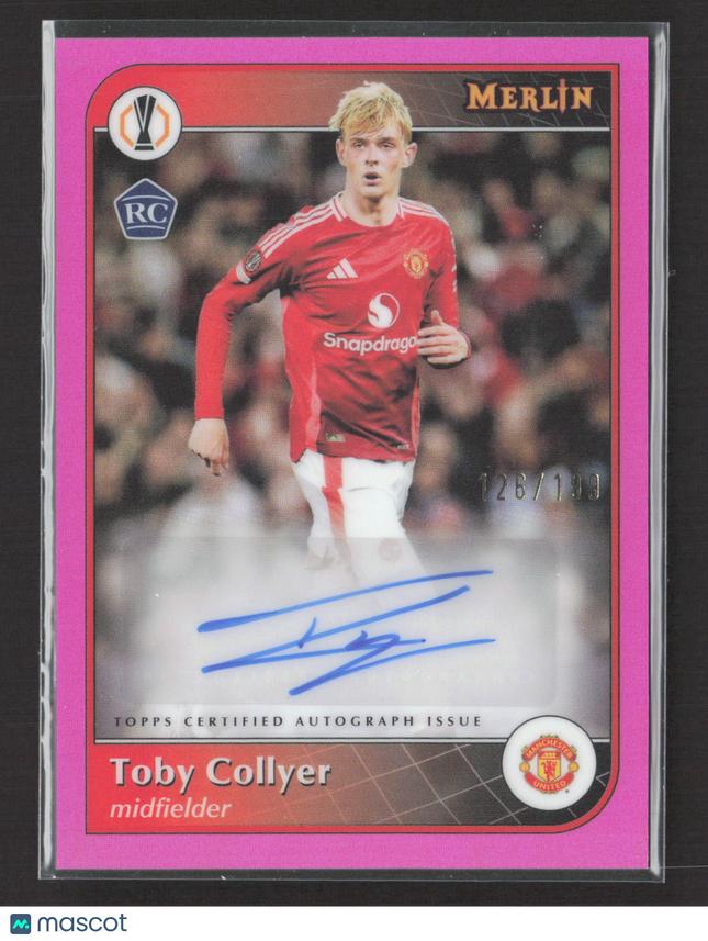 2024 Topps Merlin UEFA Club Toby Collyer #AU-TC Pink RC 126/199 Auto