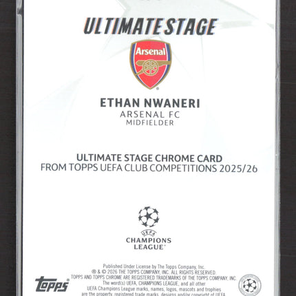 2026 Topps Chrome UEFA Club Competitions Ultimate Stage Ethan Nwaneri #US-7