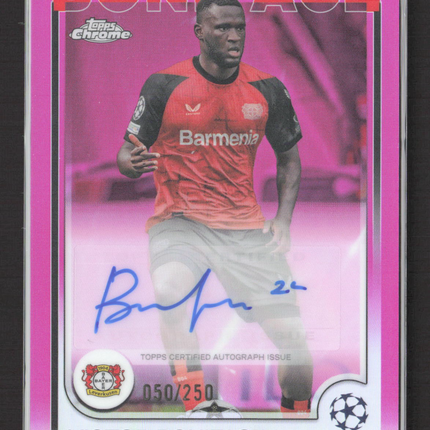 2025 Topps Chrome UEFA Club Competitions Victor Boniface #CA-VB Pink /250 Auto