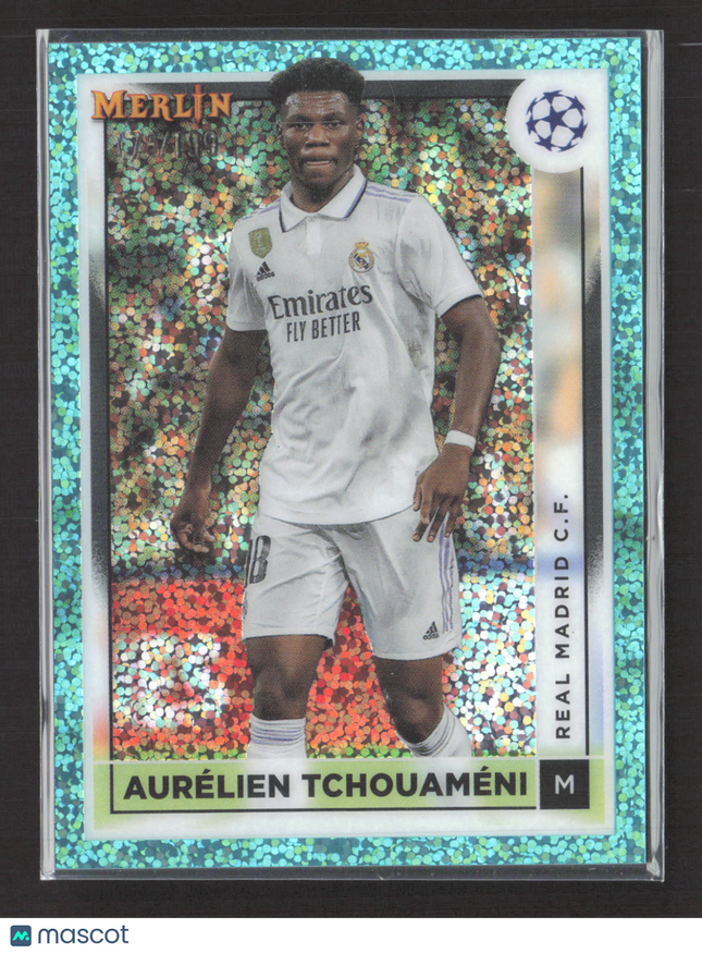 2023 Topps Merlin Chrome UEFA Aurelien Tchouameni #122 Aqua Speckle /199