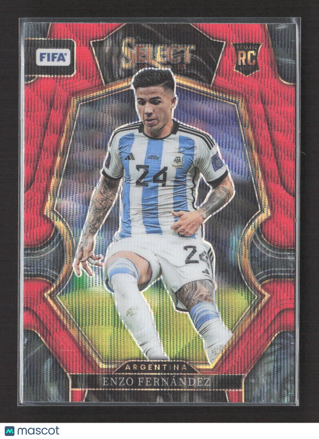 2023 Panini Select FIFA Soccer Mezzanine Prizm Enzo Fernandez #147 Red RC