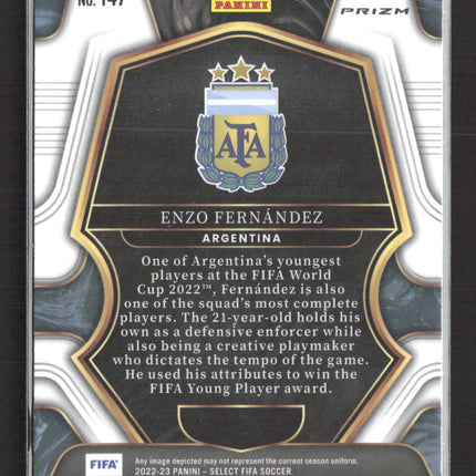 2023 Panini Select FIFA Soccer Mezzanine Prizm Enzo Fernandez #147 Red RC