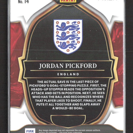 2023 Panini Select FIFA Soccer Prizm Terrace Jordan Pickford #14 Red Wave