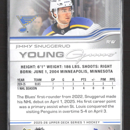 2025 Upper Deck Series 1 Young Guns Jimmy Snuggerud #207
