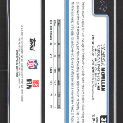 2025 Topps Chrome Tetairoa McMillan #326 Pink X-Fractor
