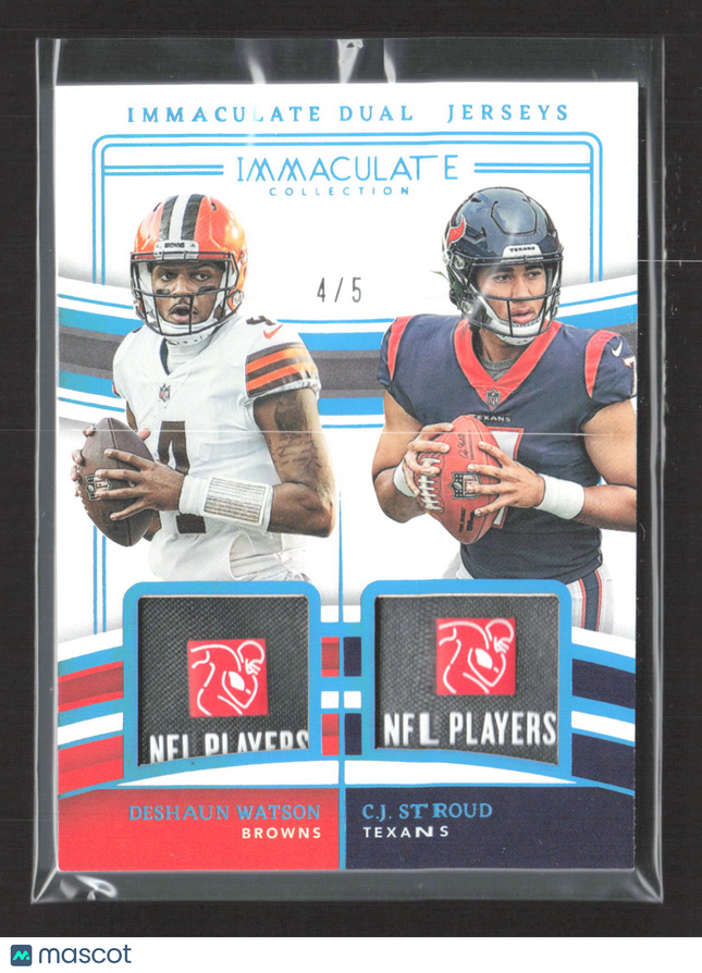 2023 Immaculate Dual Jersey CJ Stroud Deshaun Watson /5 Laundry Tag Patch Rc