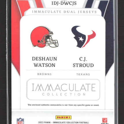 2023 Immaculate Dual Jersey CJ Stroud Deshaun Watson /5 Laundry Tag Patch Rc