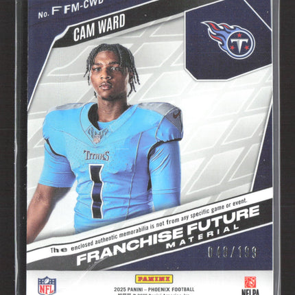 2025 Panini Phoenix Franchise Future Cam Ward #FFM-CWD RC Patch 048/199