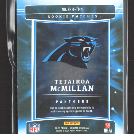 2025 Panini Origins Rookie Patches Tetairoa McMillan RC 11/25 Rookie Patch