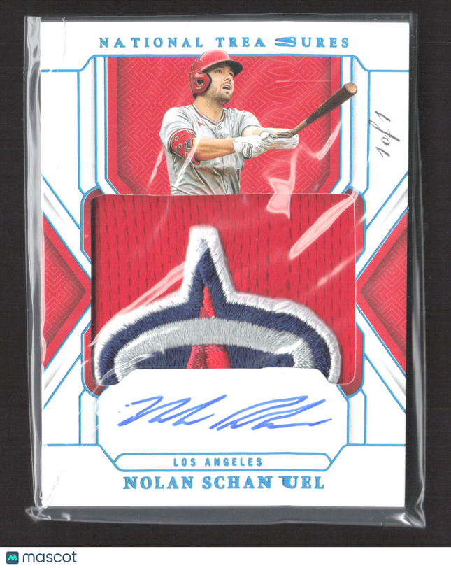 2025 Panini National Treasures Nolan Schanuel #TMS-NS Patch Logo Auto 1/1