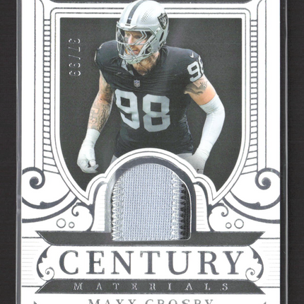 2026 Panini National Treasures Century Materials Maxx Crosby #CM-MCY /99 Patch