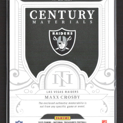 2026 Panini National Treasures Century Materials Maxx Crosby #CM-MCY /99 Patch