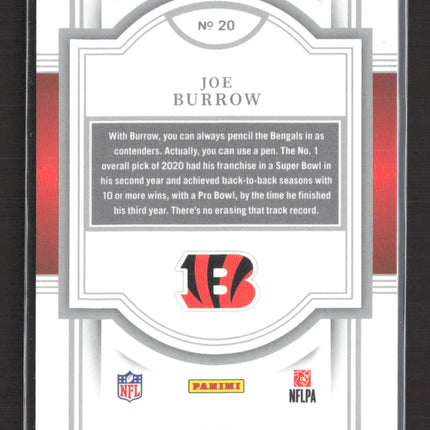 2023 Panini National Treasures Midnight Joe Burrow #20 16/20