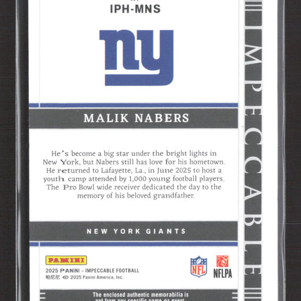 2025 Panini Impeccable Immense Patches Malik Nabers #IPH-MNS Patch /49