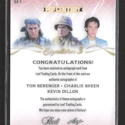 2024 Leaf Pop Century Pearl Charlie Sheen Tom Berenger Kevin Dillon 3/7 Auto