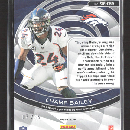 2023 Panini Spectra Prizm Champ Bailey #SIG-CBA Green 07/35 Auto