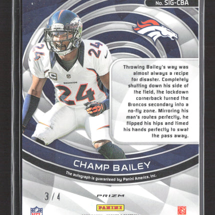 2023 Panini Spectra Prizm Champ Bailey #SIG-CBA /4 Auto neon marble