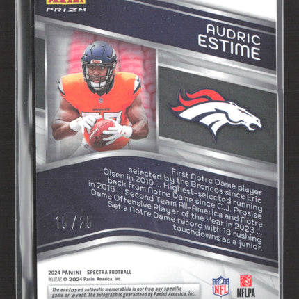 2024 Panini Spectra Prizm Audric Estime #220 Pink Patch RC Auto /25
