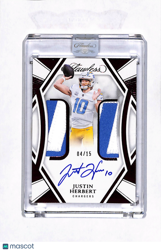 2025 Panini Flawless Football Justin Herbert #DPA-JHT Dual Patch 04/15 Auto Ruby