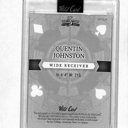 2023 Wild Card 5 Card Draw Stacked Deck Quentin Johnston #SD-QJA Gold 1/1 Auto