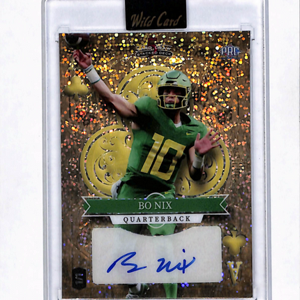 2023 Wild Card 5 Card Draw Stacked Deck Bo Nix #SD-BNX Gold Sparkle Auto 1/1