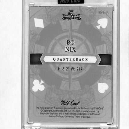 2023 Wild Card 5 Card Draw Stacked Deck Bo Nix #SD-BNX Gold Sparkle Auto 1/1