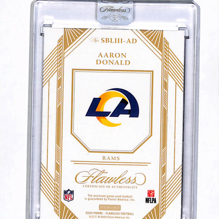 2025 Panini Flawless Aaron Donald #SBLIII-AD 07/14 Super Bowl Leather Game Used