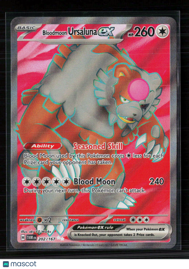 Pokemon 2024 Twilight Masquerade Bloodmoon Ursaluna EX FA #202/167