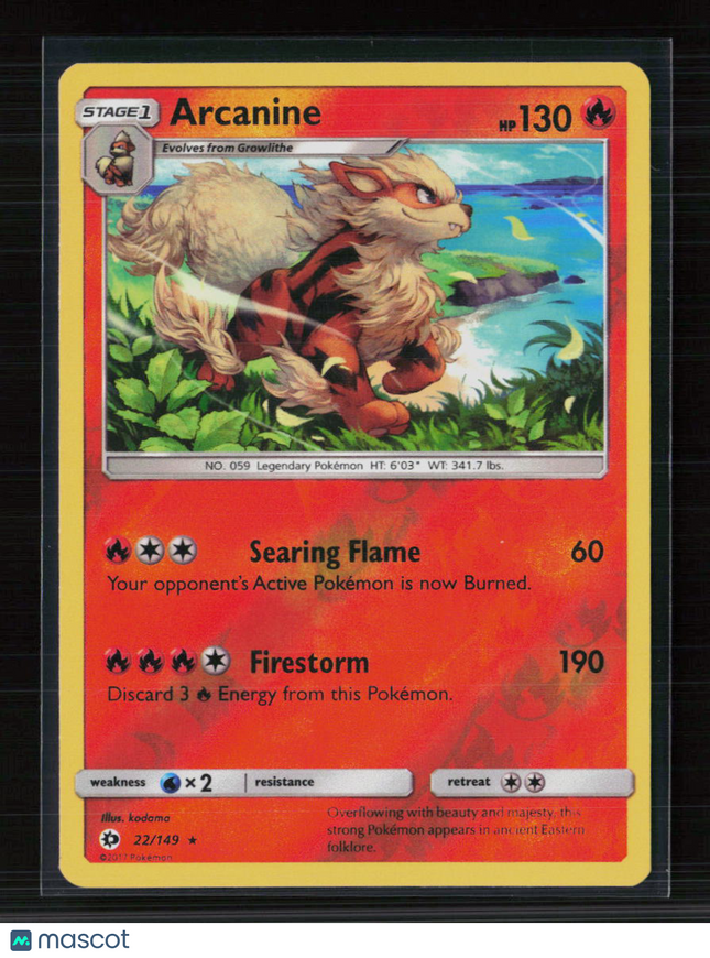 Pokemon 2017 Sun & Moon Arcanine Reverse Holo #22/149