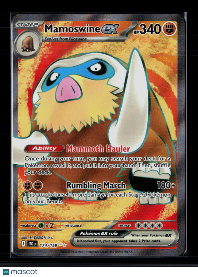 Pokemon 2025 Scarlet & Violet Journey Together Mamoswine EX SAR #174/159