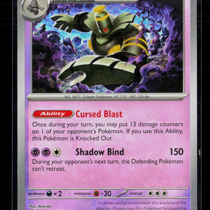 Pokemon 2025 Scarlet & Violet White Flare Dusknoir #37/131 Masterball