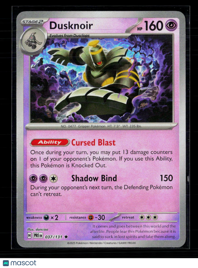 Pokemon 2025 Scarlet & Violet White Flare Dusknoir #37/131 Masterball