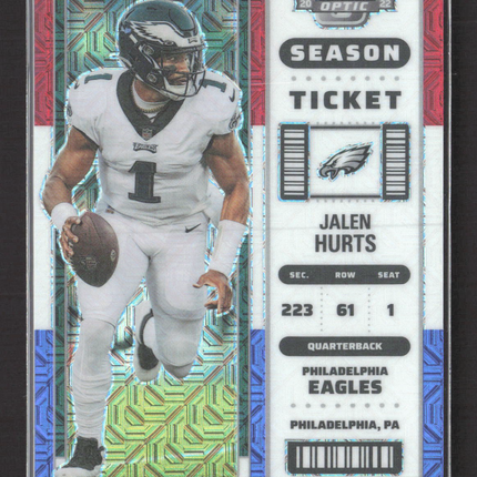 2023 Panini Contenders Optic Prizm Jalen Hurts #43 Red White Blue 09/13