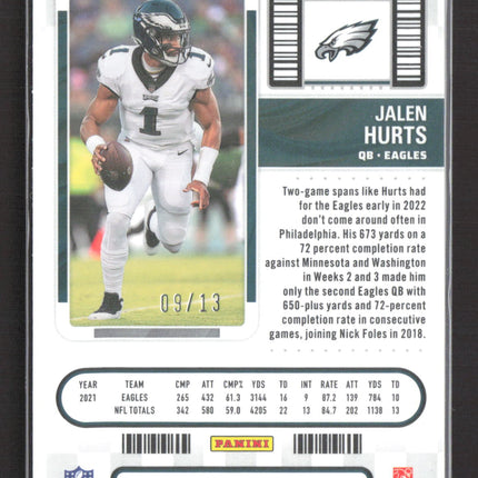 2023 Panini Contenders Optic Prizm Jalen Hurts #43 Red White Blue 09/13