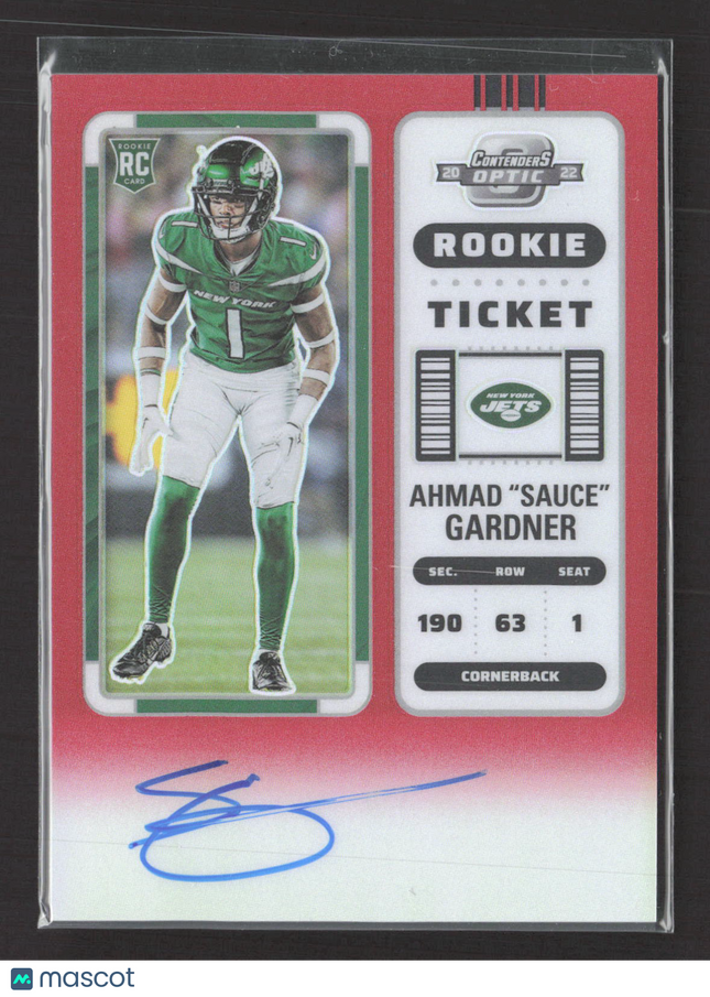2023 Panini Contenders Optic Prizm Ahmad Sauce Gardner #101 Red RC Auto /149
