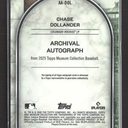 2025 Topps Museum Collection Chase Dollander #AA-DOL 191/199 Archival RC Auto