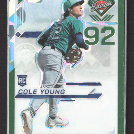 2025 Panini Prospect Edition Prizm Cole Young #62 Green RC 022/149