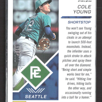2025 Panini Prospect Edition Prizm Cole Young #62 Green RC 022/149