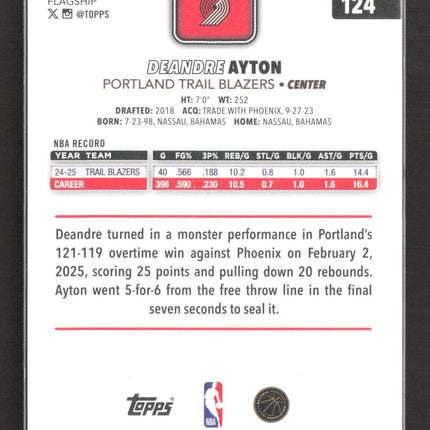 2025 Topps Flagship Deandre Ayton #124 orange /25